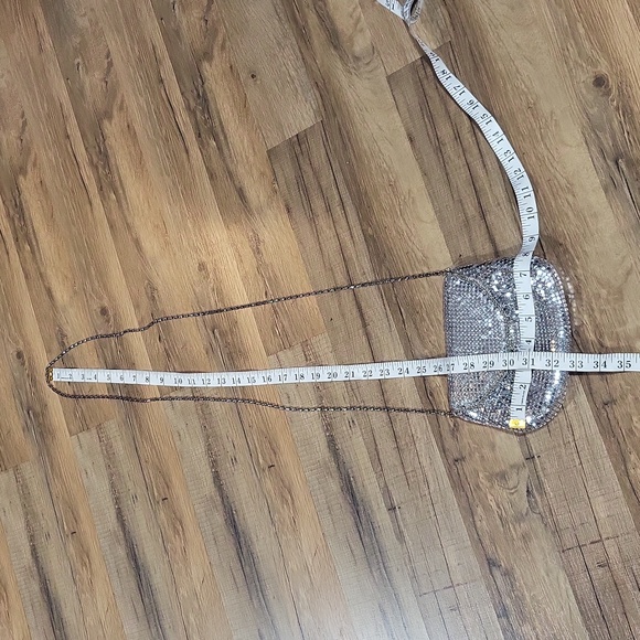 Vintage Silver Metal Mesh Crossbody Tassel Front Long Chain Strap Evening Bag - Picture 13 of 13